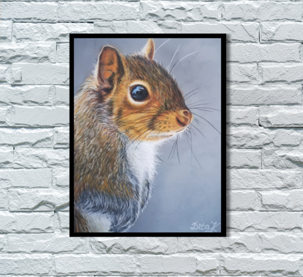 Eastern grey squirrel print based on an original artwork